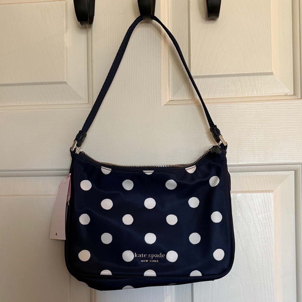 Kate Spade Dark Blue and White Polka Dot Shoulder Bag